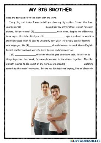 My Big Brother PET Reading Exercise