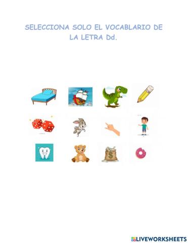 Vocabulario letra Dd