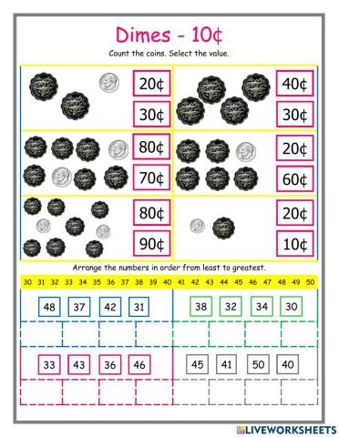 Dimes and Number Order 30-40 DJ