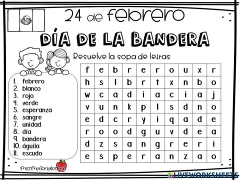 Sopa de letras 24 de febrero