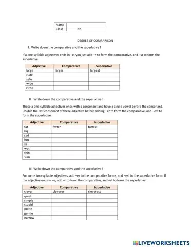 Degree of comparison