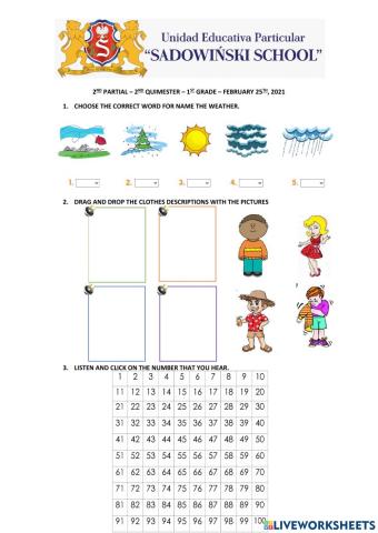 2nd partial test 1st grade