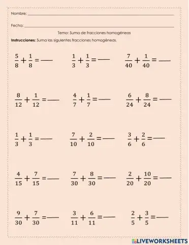 Tema: Suma de fracciones homogéneas