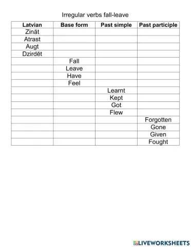 Irregular verbs (fall-leave)