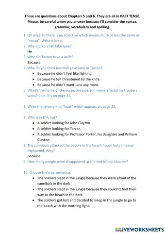 Tarzan-Questions 5-6