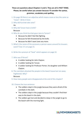 Tarzan-Questions 5-6