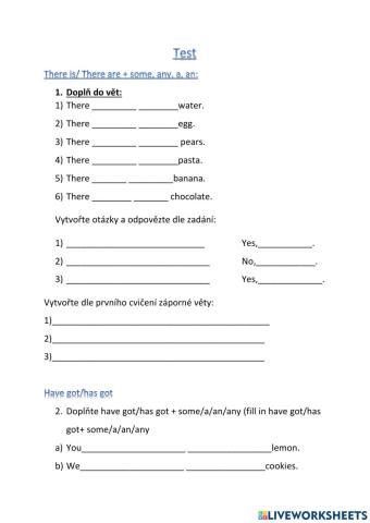 Test some, any, a, an