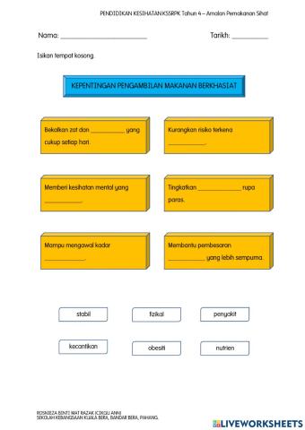 Kepentingan Pengambilan Makanan Sihat