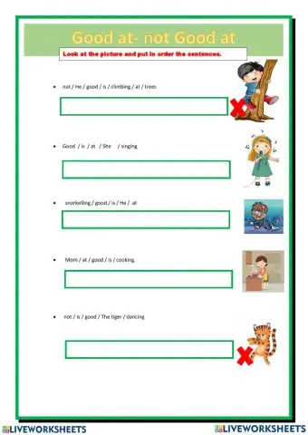 Good at + V ing - like + V ing