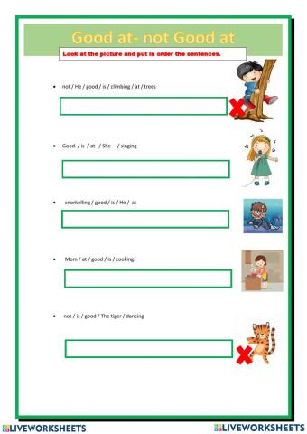 Good at + V ing - like + V ing