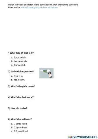 Warm up video personal info and verb be