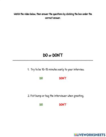 Interview DOs and DONTs