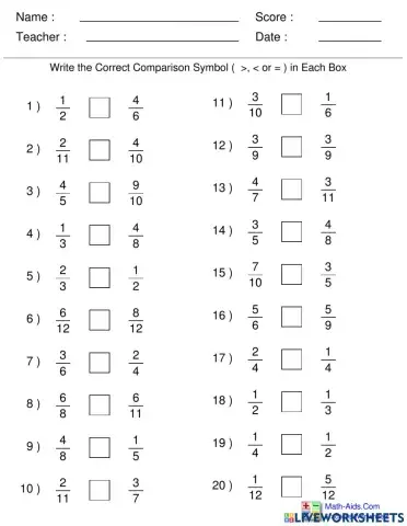 Comparing Fractions