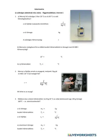 Kalorimetria  fajhő