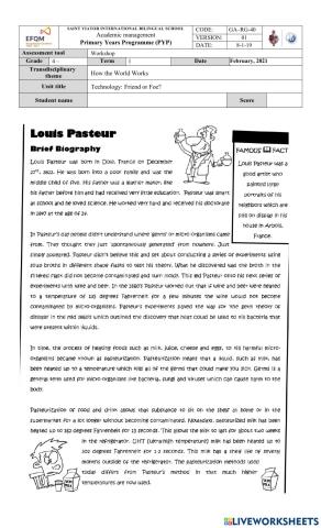 Louis pasteur biography