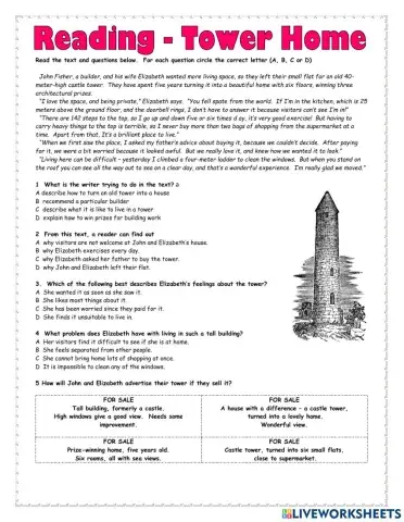 Tower House PET Reading