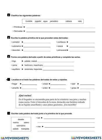 Palabras primitivas y derivadas