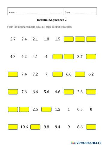 Decimal Sequences 2