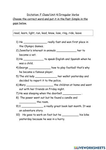 Past Simple -Irregular verbs