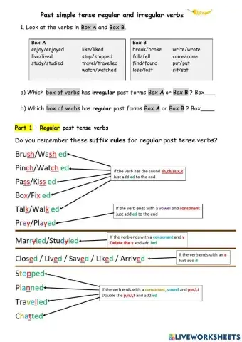 Past tense bingo worksheet (mild)