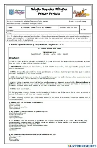 Evaluacion goal 1 lengua castellana