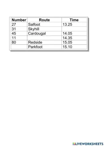 Bus timetable 2