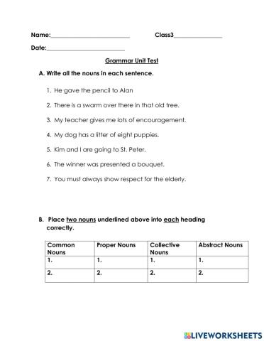 Grammar Unit Assessment