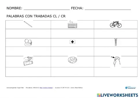 Escribir palabras con CL y CR