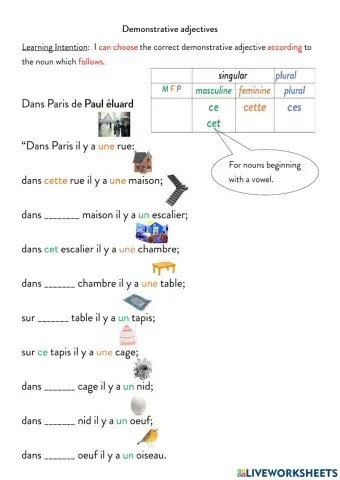 Demonstrative adjectives