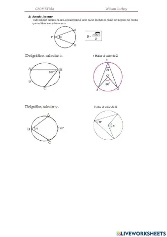 Ficha Interactiva: Ángulo Inscrito