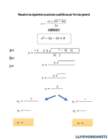 Ecuaciones cuadraticas por formula general