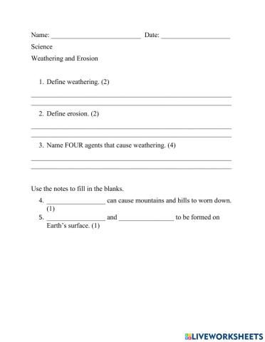 Weathering and Erosion