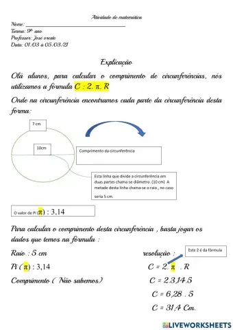 Comprimento da circunferência
