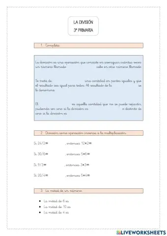 La división 3º primaria