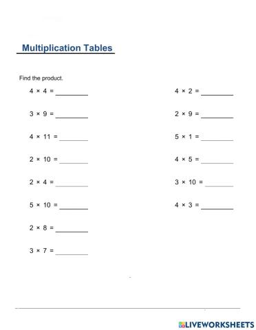 Multiplication Tables 3&4