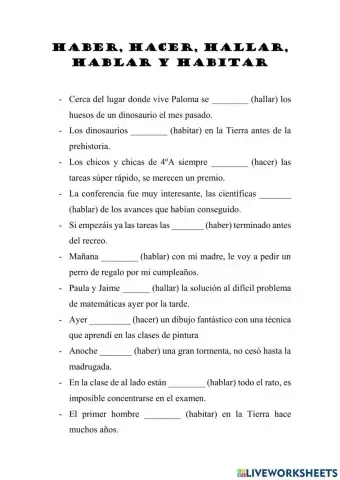 Haber, hacer, hablar, hallar, habitar