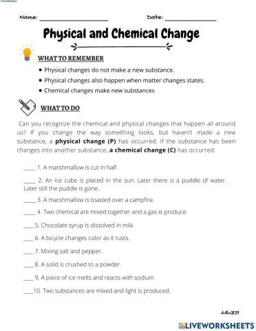 Physica and chemical change