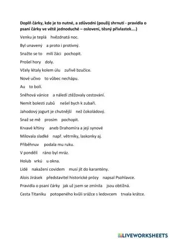 Čárka ve větě jednoduché 7 vše