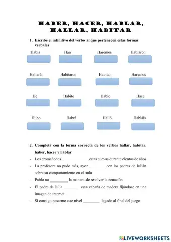 Haber, hacer, hablar, hallar, habitar