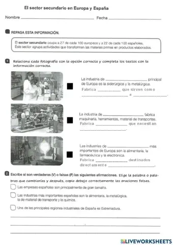 El sector secundario en Europa y España