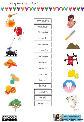 Lecto-escritura fonemas p,l y m