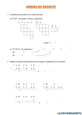 Medida de ángulos - operaciones