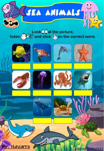 Sea Animals (Look, listen and click)