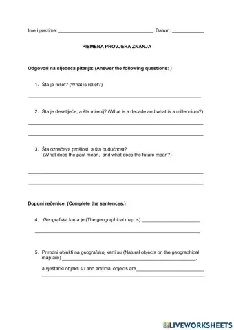 Provjera znanja iz moje okoline