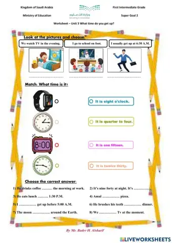 Super goal unit 3 - what time do you get up?