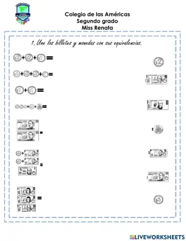 Equivalencias de billetes y monedas