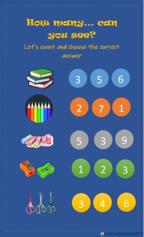 Senses, classroom objects and numbers