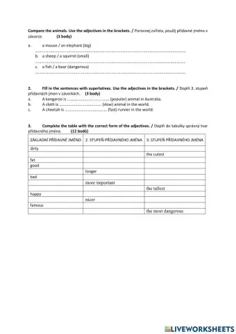 Comparative, superlative