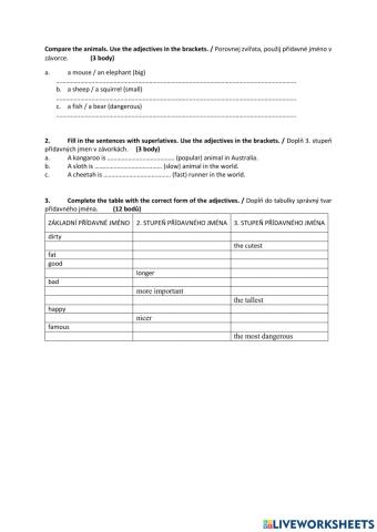 Comparative, superlative