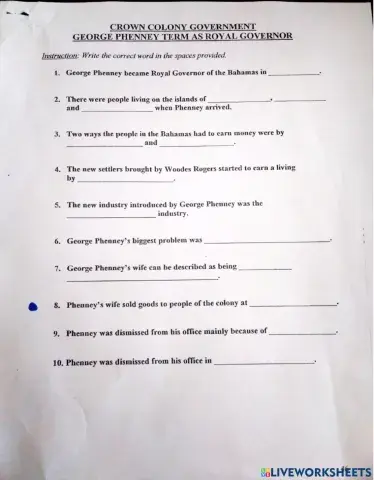 George Phenney's Term as Royal Governor